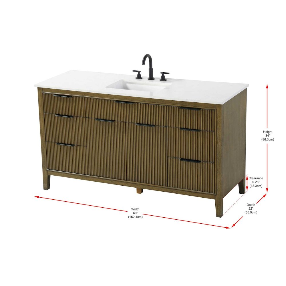 60 inch Single Bathroom Vanity in Hazel Oak