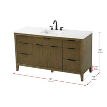 60 inch Single Bathroom Vanity in Hazel Oak