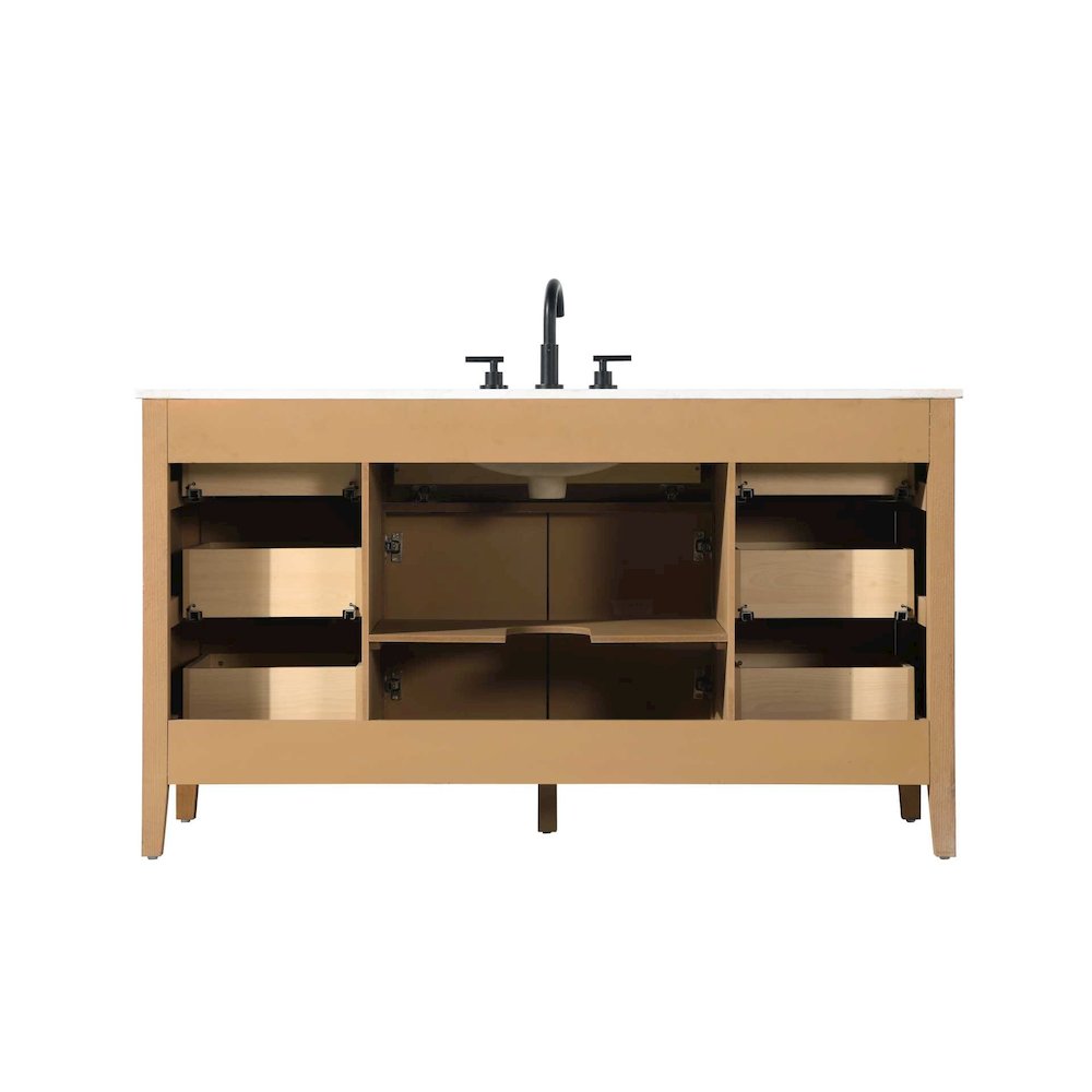 60 inch Single Bathroom Vanity in Honey Teak
