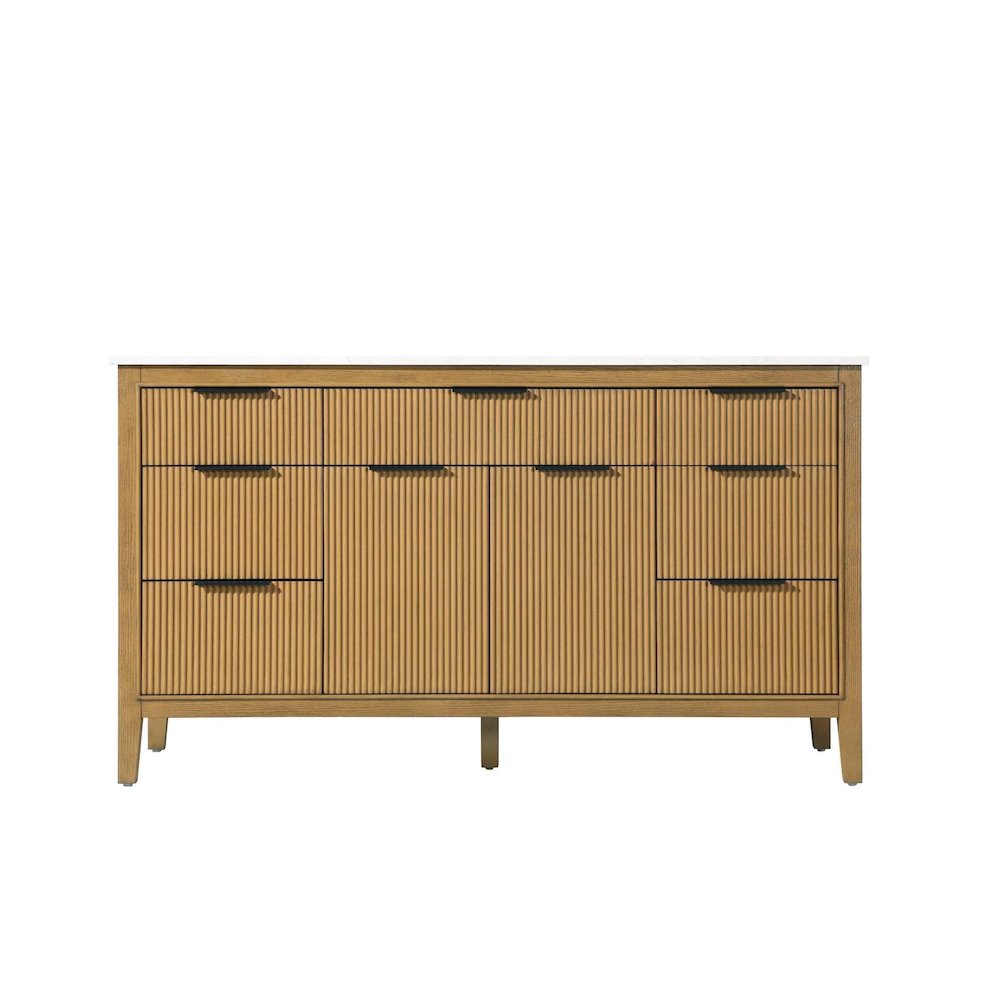 60 inch Single Bathroom Vanity in Honey Teak