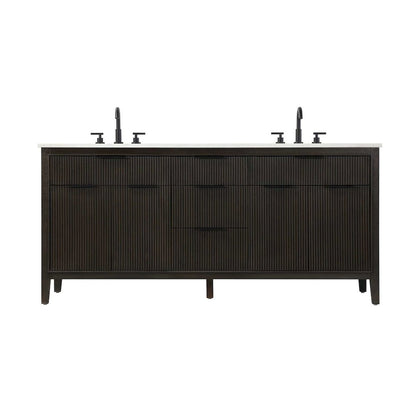 72 inch Double Bathroom Vanity in Chocolate Oak