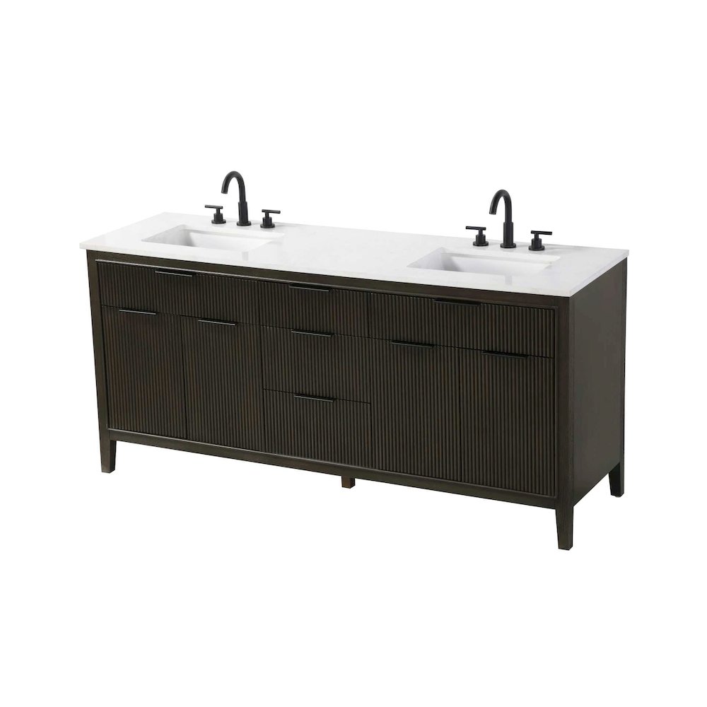 72 inch Double Bathroom Vanity in Chocolate Oak