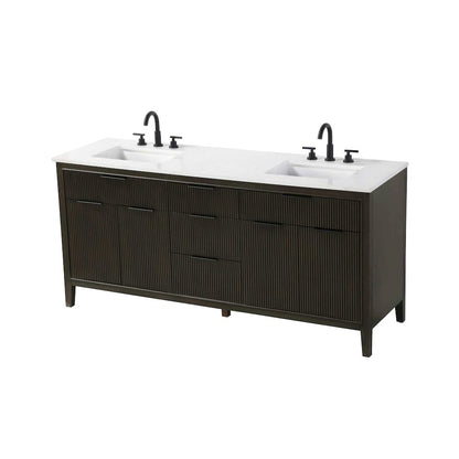 72 inch Double Bathroom Vanity in Chocolate Oak