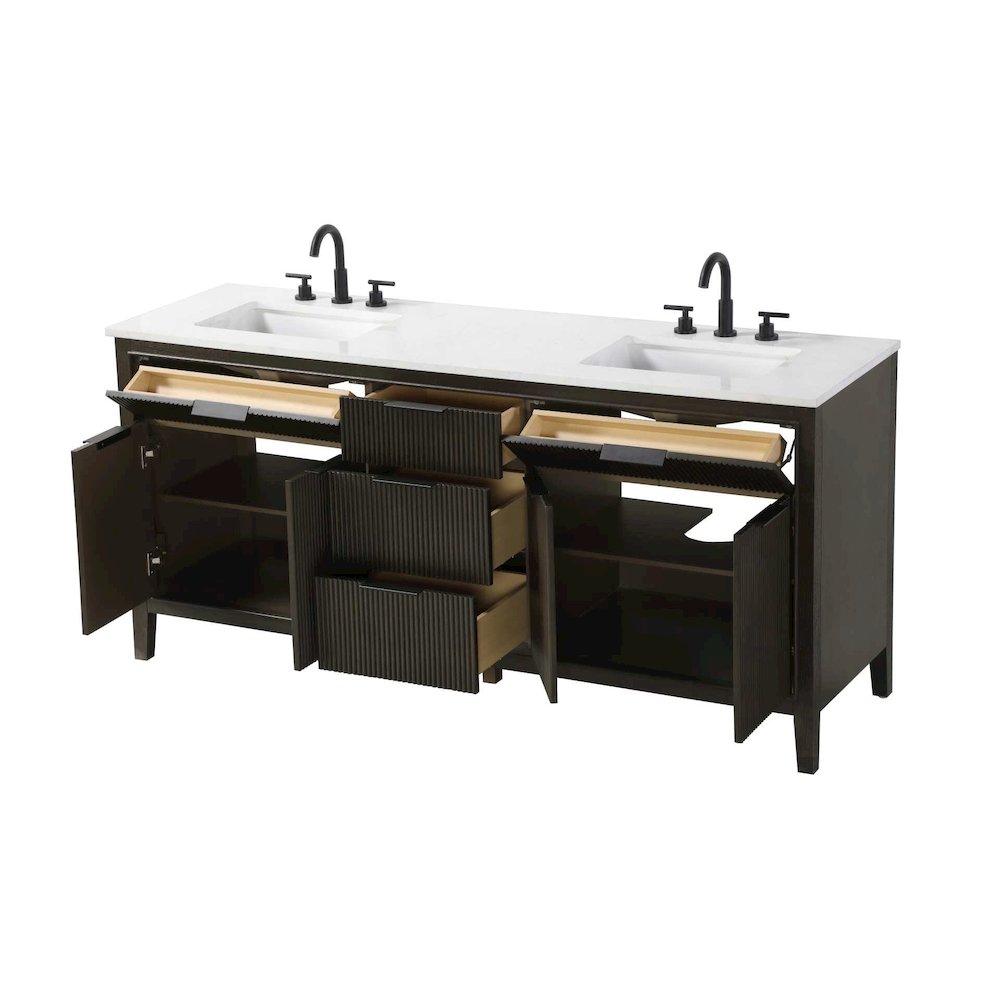 72 inch Double Bathroom Vanity in Chocolate Oak