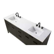 72 inch Double Bathroom Vanity in Chocolate Oak