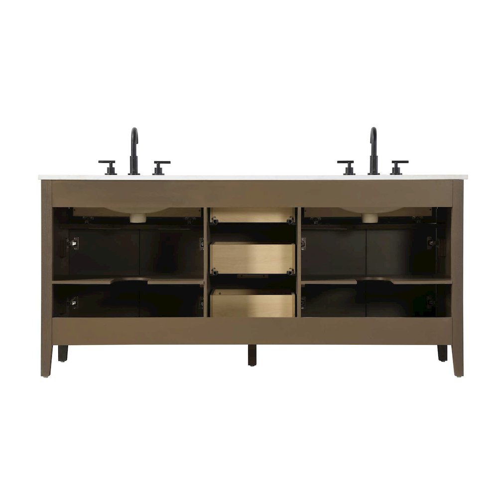 72 inch Double Bathroom Vanity in Chocolate Oak