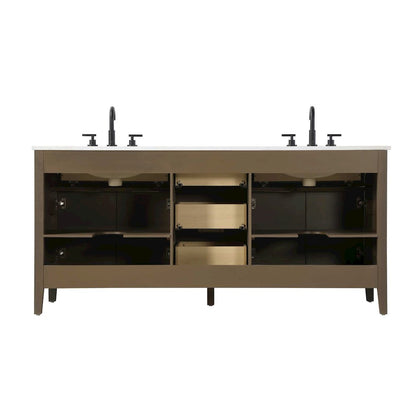 72 inch Double Bathroom Vanity in Chocolate Oak