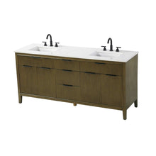 72 inch Double Bathroom Vanity in Hazel Oak