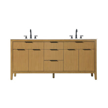 72 inch Double Bathroom Vanity in Honey Teak