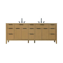 84 inch Double Bathroom Vanity in Honey Teak