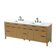 84 inch Double Bathroom Vanity in Honey Teak