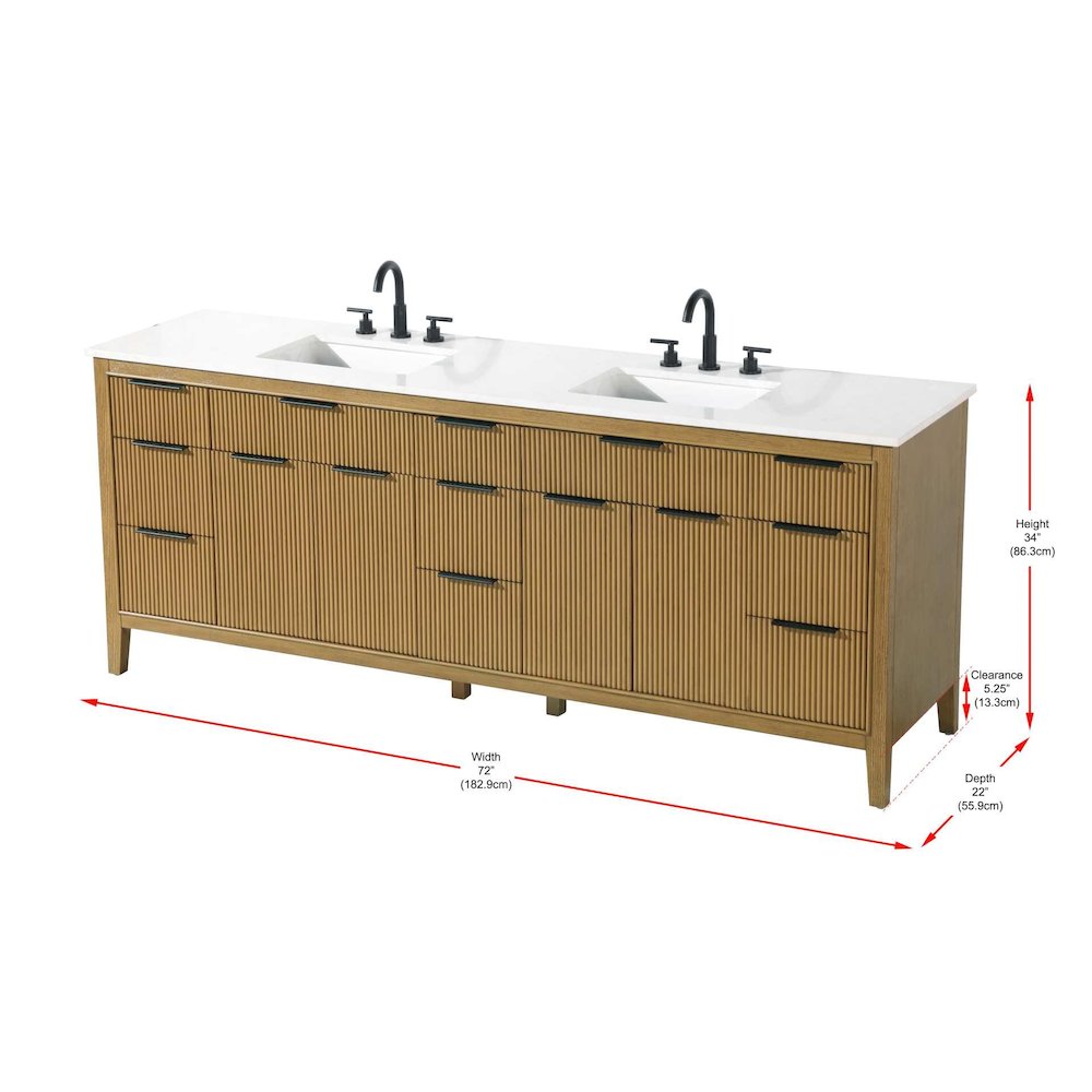 84 inch Double Bathroom Vanity in Honey Teak