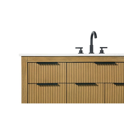 84 inch Double Bathroom Vanity in Honey Teak