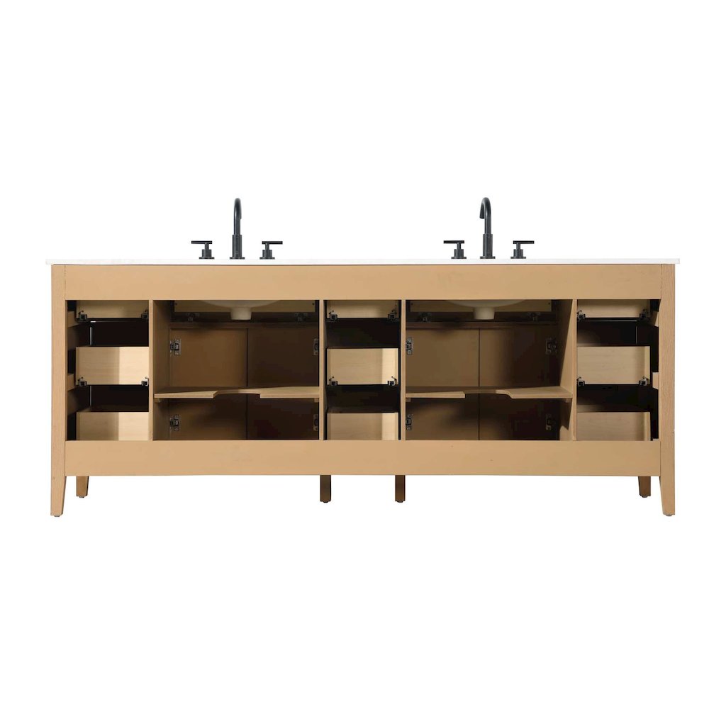 84 inch Double Bathroom Vanity in Honey Teak