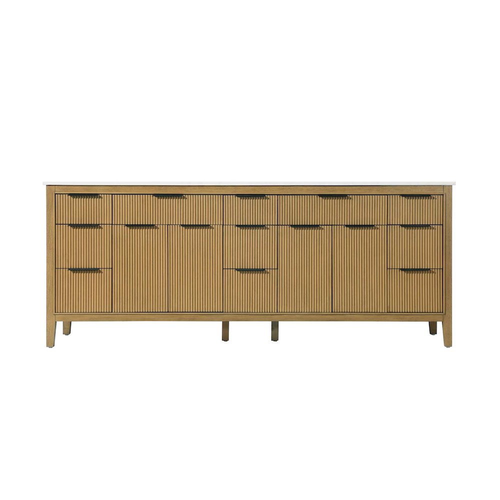 84 inch Double Bathroom Vanity in Honey Teak