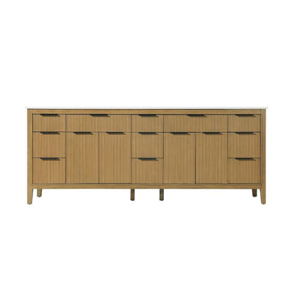 84 inch Double Bathroom Vanity in Honey Teak