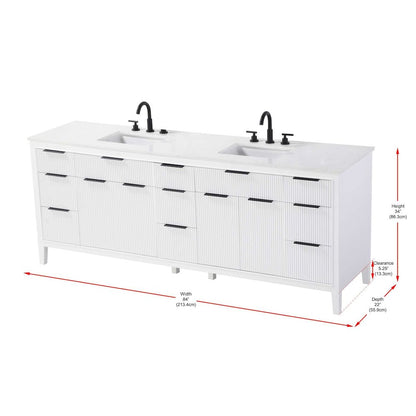 84 inch Double Bathroom Vanity in White