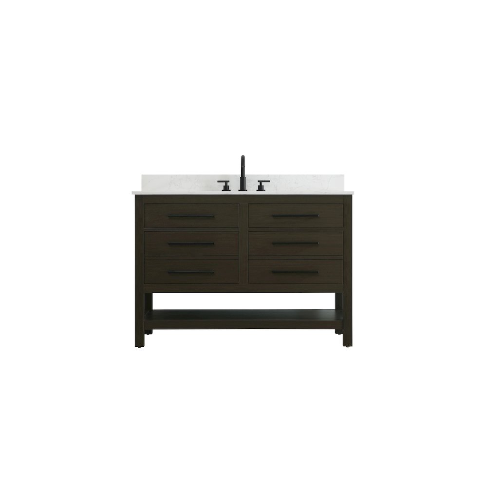48 inch Single Bathroom Vanity in Mocha Brown with backsplash