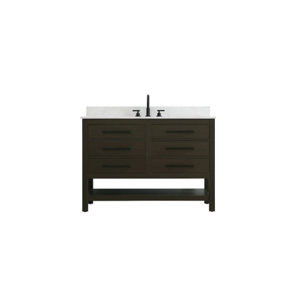 48 inch Single Bathroom Vanity in Mocha Brown with backsplash