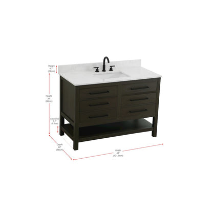 48 inch Single Bathroom Vanity in Mocha Brown with backsplash
