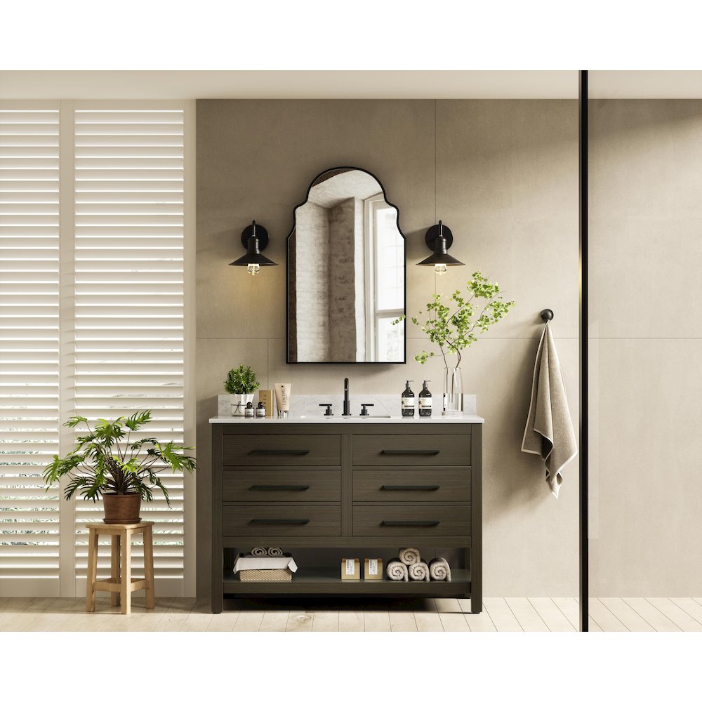 48 inch Single Bathroom Vanity in Mocha Brown with backsplash