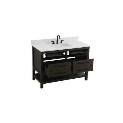 48 inch Single Bathroom Vanity in Mocha Brown with backsplash
