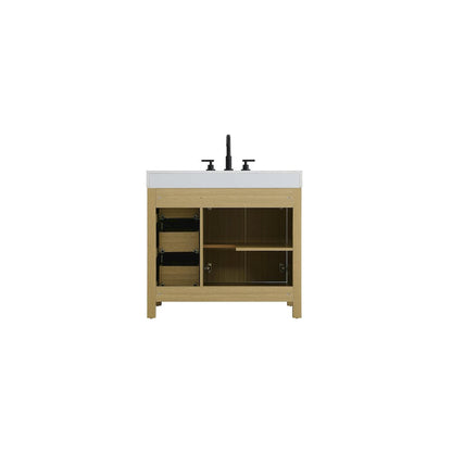 36 inch Single Bathroom Vanity In Honey Brown