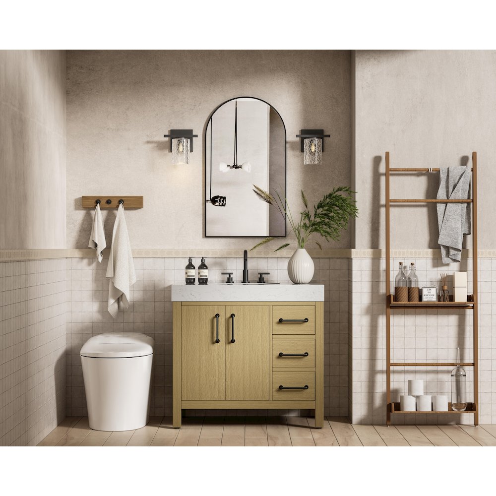 36 inch Single Bathroom Vanity In Honey Brown
