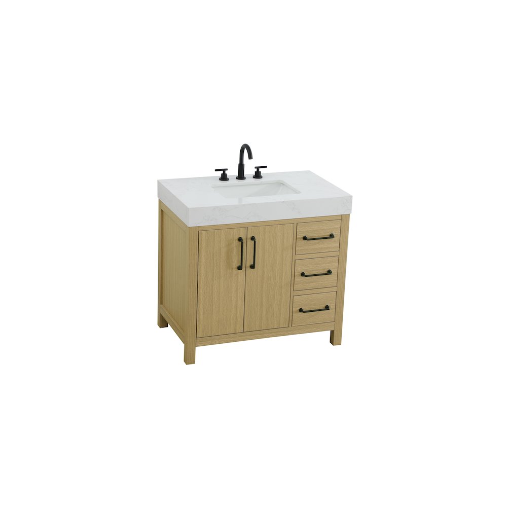 36 inch Single Bathroom Vanity In Honey Brown
