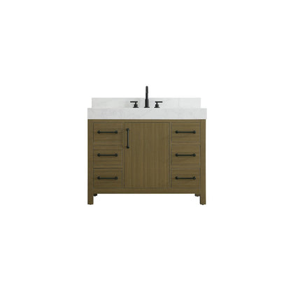 42 inch Single Bathroom Vanity In Chestnut Brown with backsplash