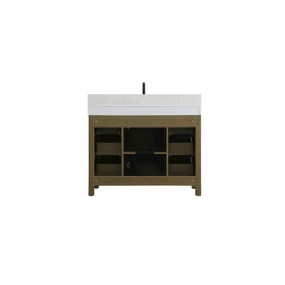 42 inch Single Bathroom Vanity In Chestnut Brown with backsplash