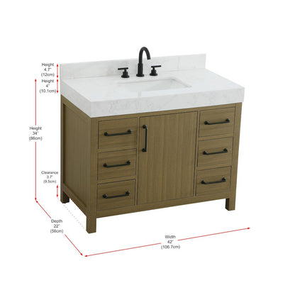 42 inch Single Bathroom Vanity In Chestnut Brown with backsplash