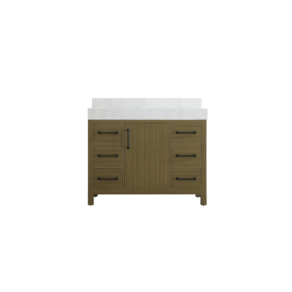 42 inch Single Bathroom Vanity In Chestnut Brown with backsplash