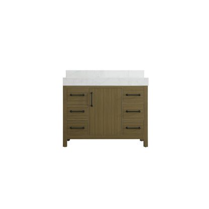 42 inch Single Bathroom Vanity In Chestnut Brown with backsplash