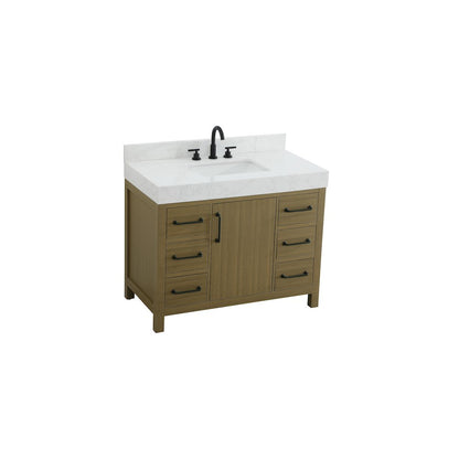 42 inch Single Bathroom Vanity In Chestnut Brown with backsplash