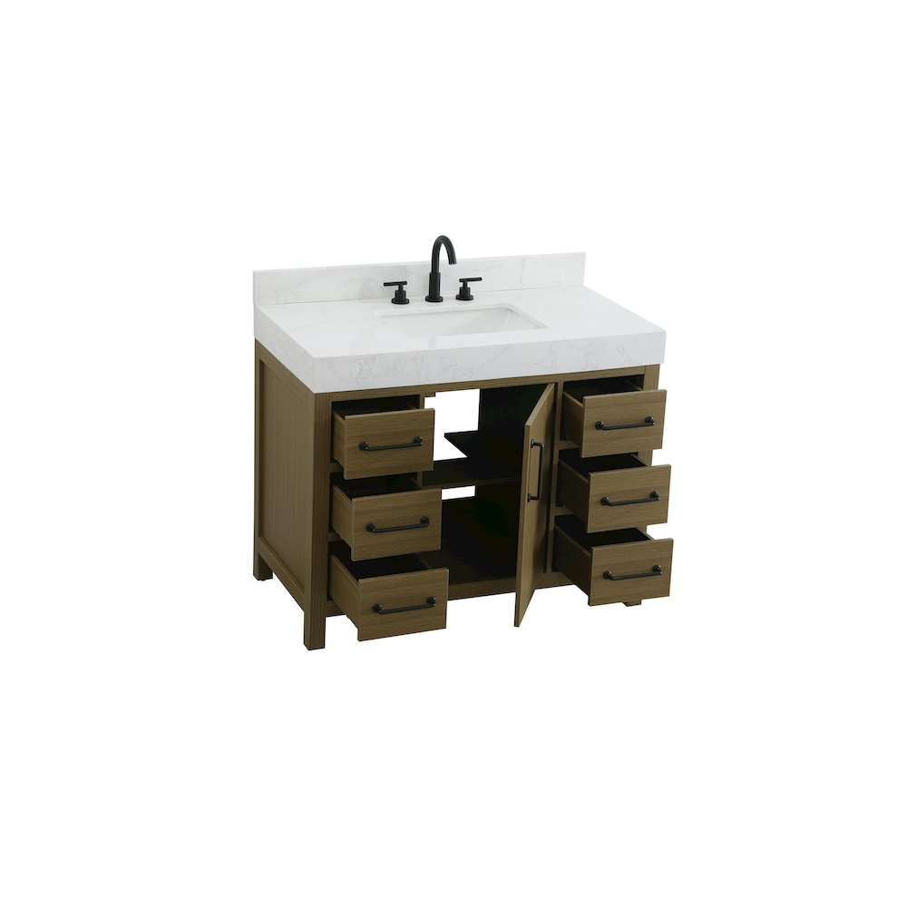 42 inch Single Bathroom Vanity In Chestnut Brown with backsplash
