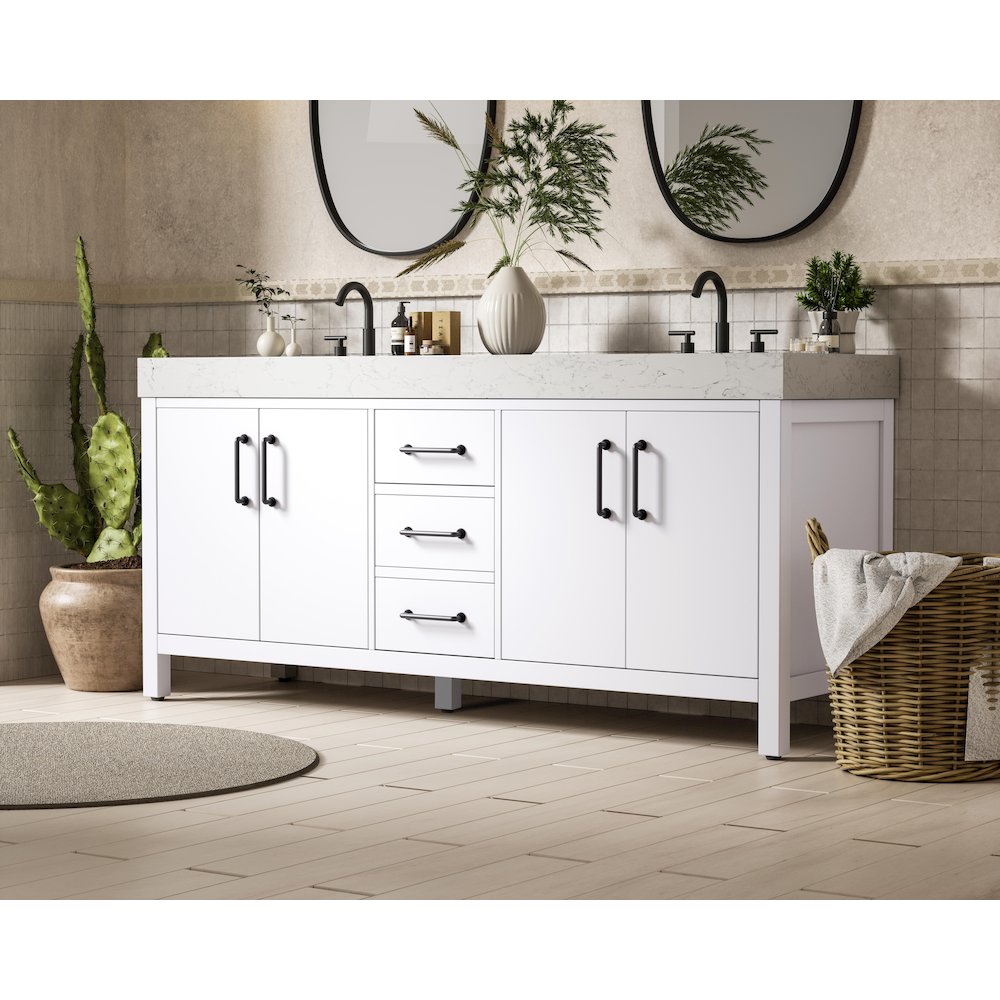 72 inch Double Bathroom Vanity In White