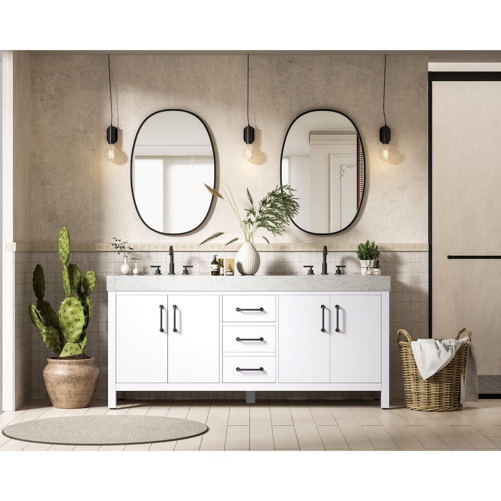 72 inch Double Bathroom Vanity In White