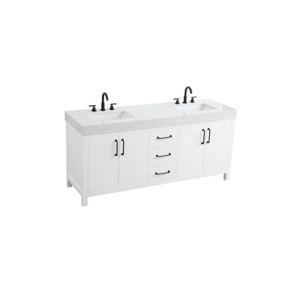 72 inch Double Bathroom Vanity In White