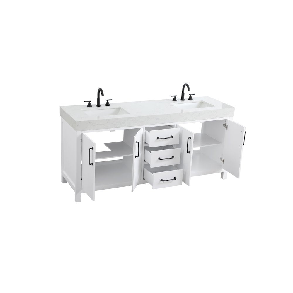72 inch Double Bathroom Vanity In White