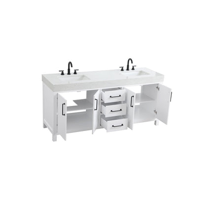 72 inch Double Bathroom Vanity In White