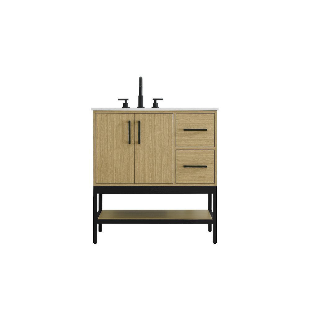 32 Inch Single Bathroom Vanity In Honey Brown