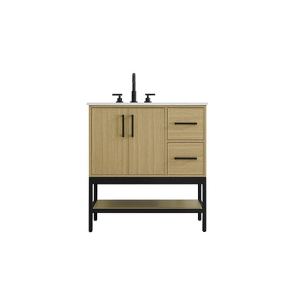 32 Inch Single Bathroom Vanity In Honey Brown