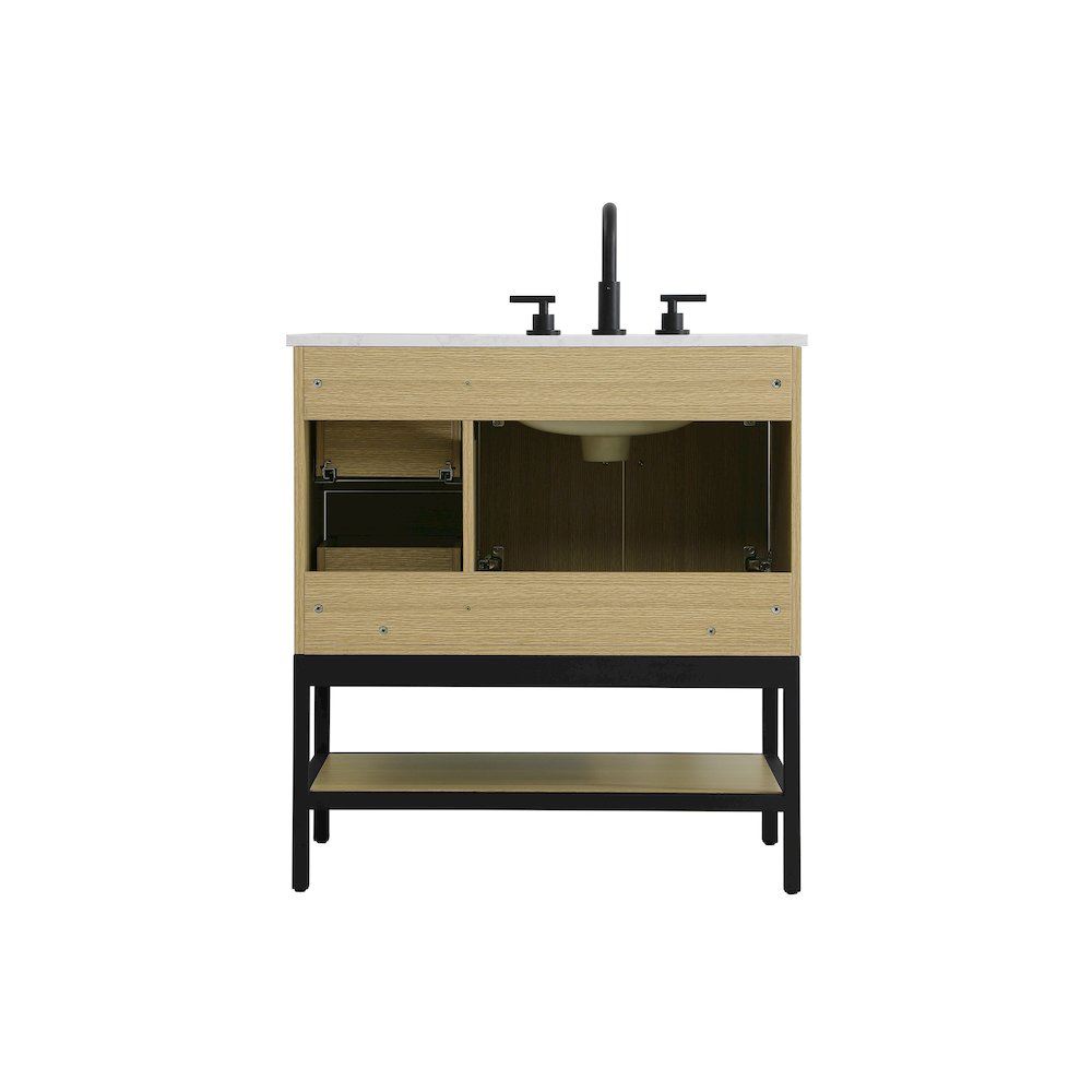 32 Inch Single Bathroom Vanity In Honey Brown