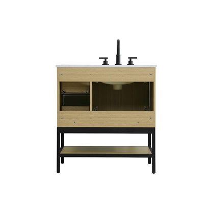 32 Inch Single Bathroom Vanity In Honey Brown