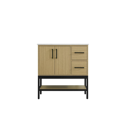 32 Inch Single Bathroom Vanity In Honey Brown