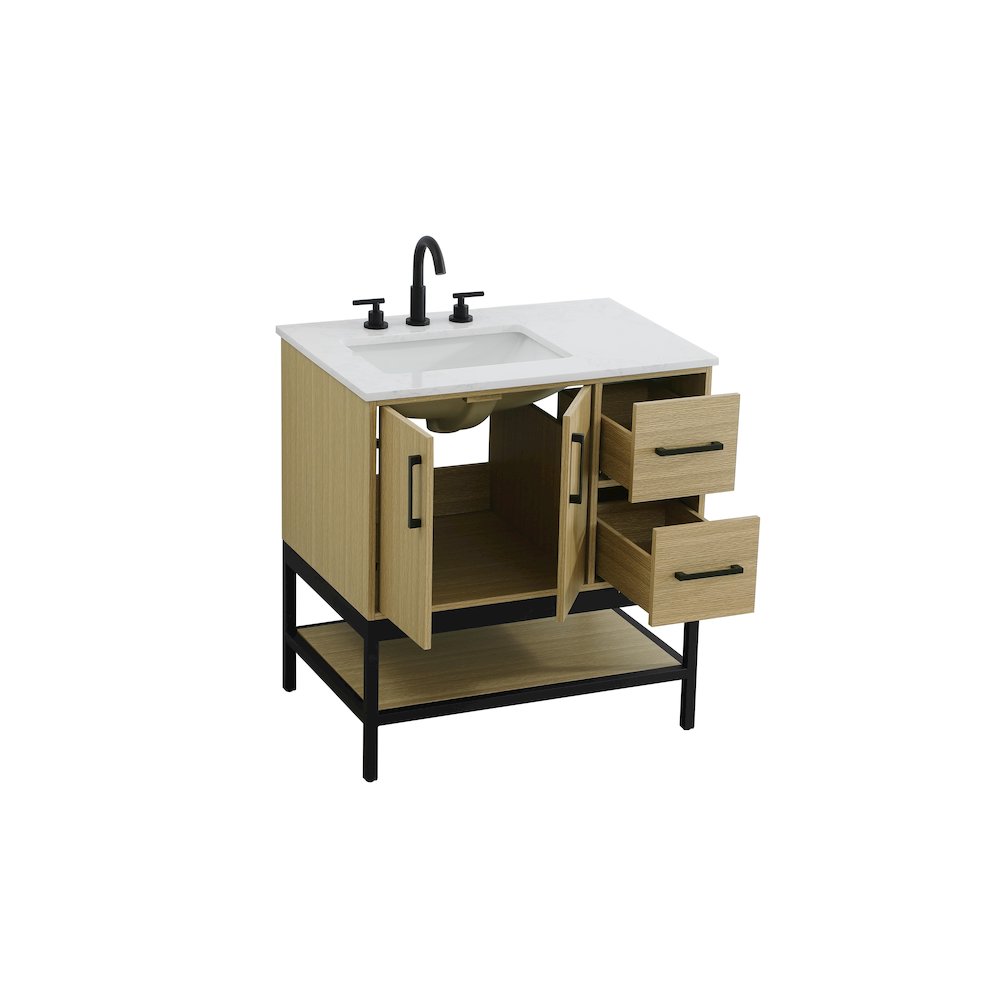 32 Inch Single Bathroom Vanity In Honey Brown