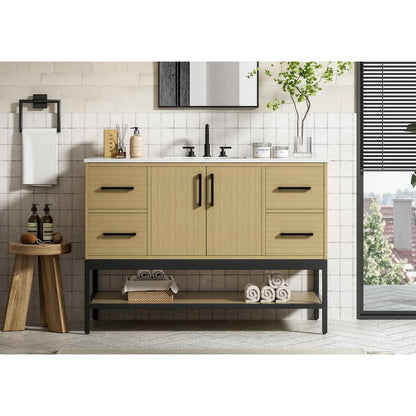 48 Inch Single Bathroom Vanity In Honey Brown
