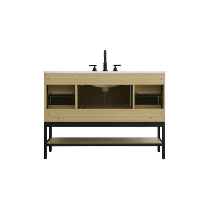 48 Inch Single Bathroom Vanity In Honey Brown