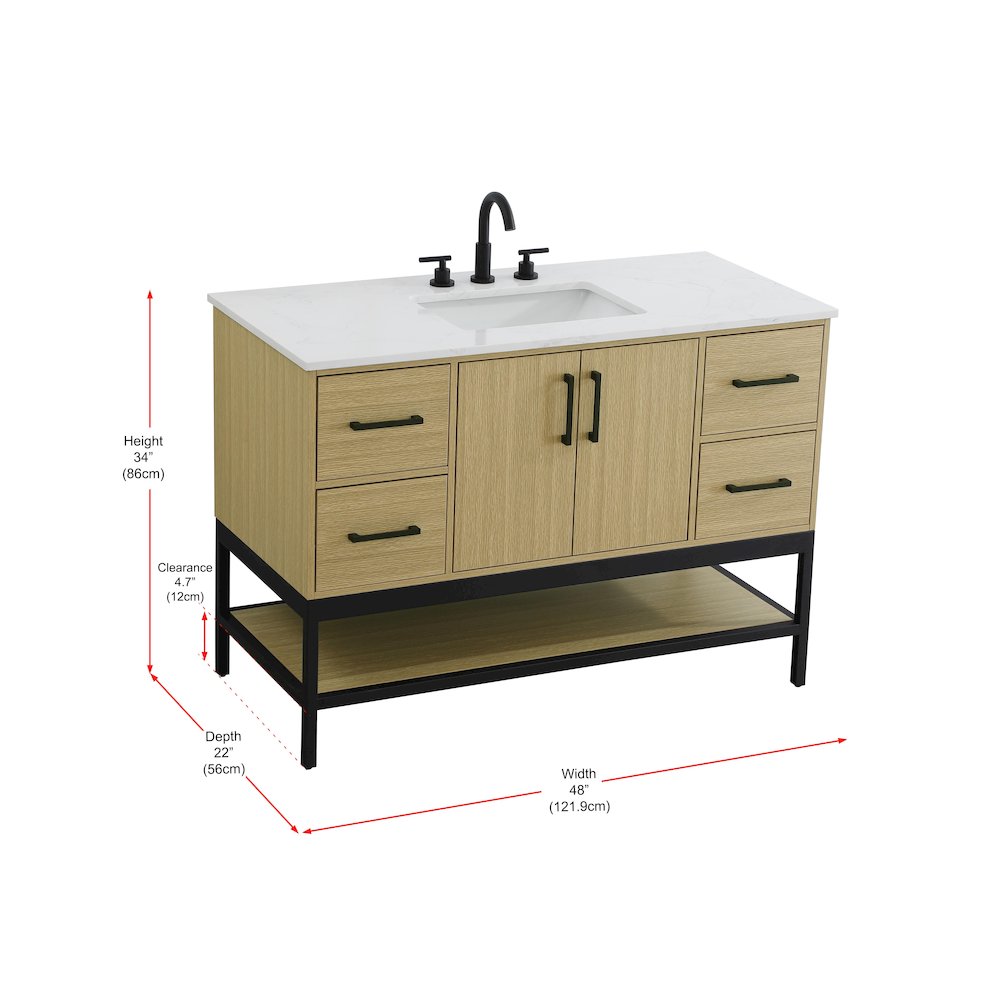 48 Inch Single Bathroom Vanity In Honey Brown